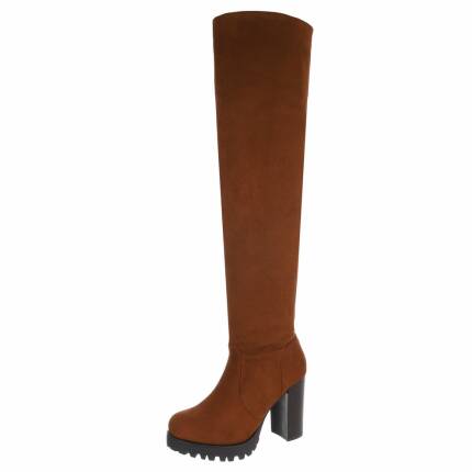 Damen Overknee-Stiefel - camel