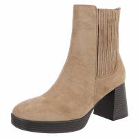 Damen High-Heel Stiefeletten - khaki