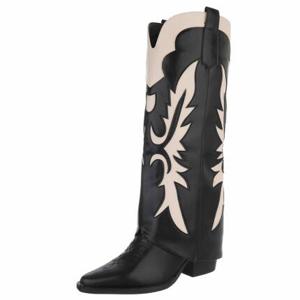 Damen Western- & Bikerboots - blackbeige