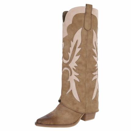 Damen Western- & Bikerboots - khakibeige