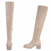 Damen Overknee-Stiefel - beige
