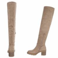 Damen Overknee-Stiefel - khaki