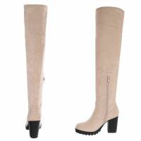 Damen Overknee-Stiefel - beigesuede