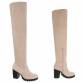 Damen Overknee-Stiefel - beigesuede