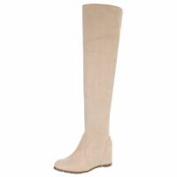 Damen Overknee-Stiefel - ltbeige
