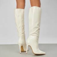 Damen High-Heel Stiefel - beige