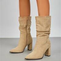 Damen High-Heel Stiefel - khaki