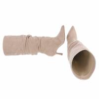 Damen High-Heel Stiefel - beigesuede