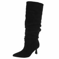 Damen High-Heel Stiefel - blacksuede