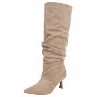 Damen High-Heel Stiefel - khakisuede