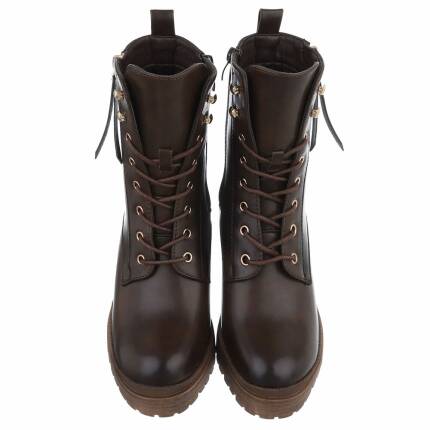 Damen High-Heel Stiefeletten - brownpu