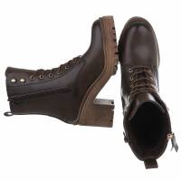 Damen High-Heel Stiefeletten - brownpu