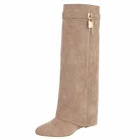 Damen High-Heel Stiefel - khakisuede