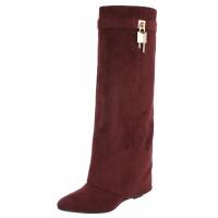 Damen High-Heel Stiefel - winesuede