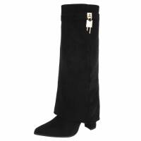 Damen High-Heel Stiefel - blacksuede