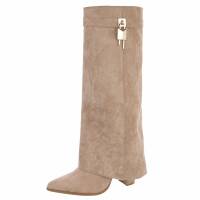 Damen High-Heel Stiefel - khakisuede