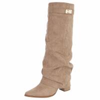 Damen High-Heel Stiefel - khakisuede