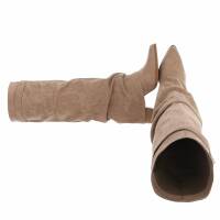 Damen High-Heel Stiefel - khakisuede
