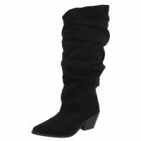 Damen High-Heel Stiefel - blacksuede