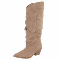 Damen High-Heel Stiefel - khakisuede