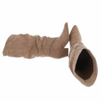 Damen High-Heel Stiefel - khakisuede