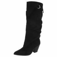 Damen High-Heel Stiefel - blacksuede