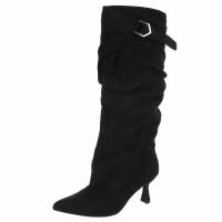 Damen High-Heel Stiefel - blacksuede