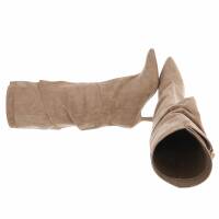 Damen High-Heel Stiefel - khakisuede