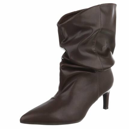 Damen High-Heel Stiefeletten - brownpu