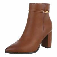 Damen High-Heel Stiefeletten - camel