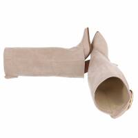 Damen High-Heel Stiefel - beigesuede