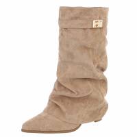 Damen High-Heel Stiefeletten - khakisuede