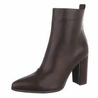 Damen High-Heel Stiefeletten - brownpu