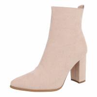 Damen High-Heel Stiefeletten - beigesuede