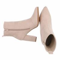 Damen High-Heel Stiefeletten - beigesuede