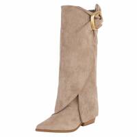 Damen High-Heel Stiefel - khakisuede