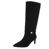 Damen High-Heel Stiefel - blacksuede