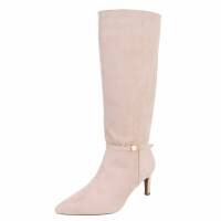 Damen High-Heel Stiefel - beigesuede