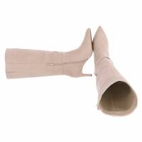 Damen High-Heel Stiefel - beigesuede
