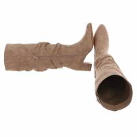 Damen High-Heel Stiefel - khakisuede