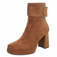 Damen High-Heel Stiefeletten - camel