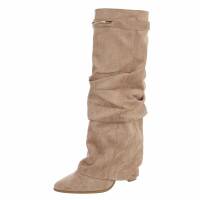 Damen High-Heel Stiefel - khakisuede