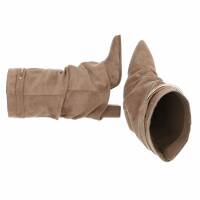 Damen High-Heel Stiefeletten - khakisuede